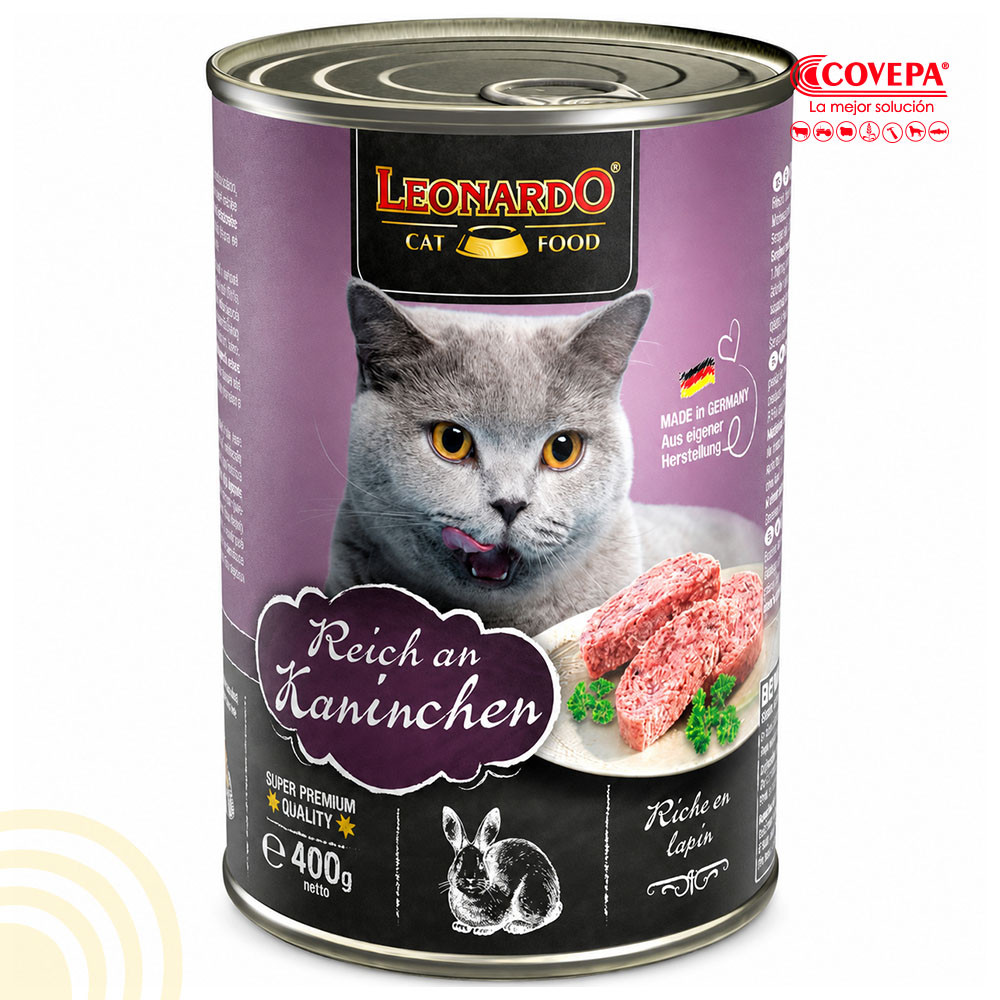 Snack Gato Lata Leonardo 400g Conejo
