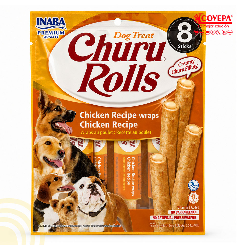 Snack Perro Churu Rolls Pollo 8u Inaba