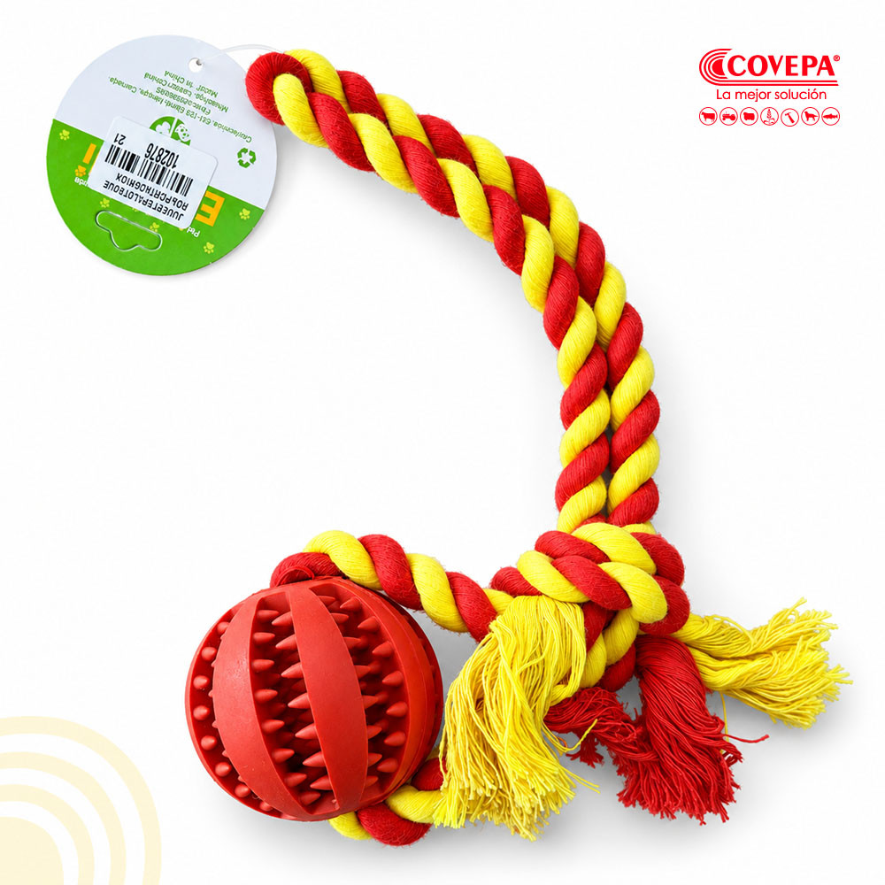 Juguete de Cuerda con Pelota Dental Porta Premios para Perro