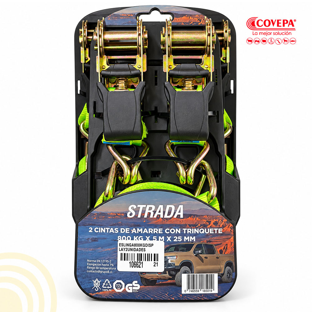 Set 2 Eslingas Cintas de Amarre Strada 800kg