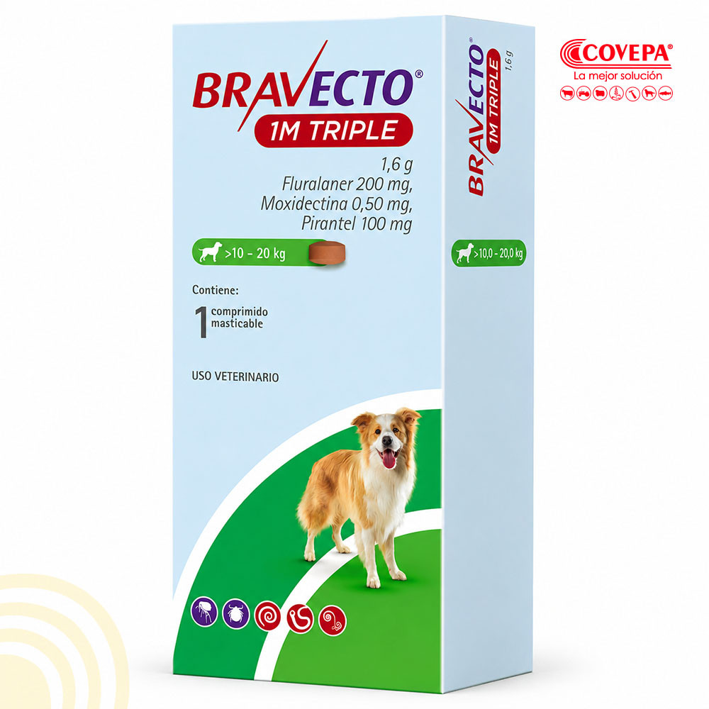 Antiparasitario Perro Bravecto 1M Triple 10-20kg