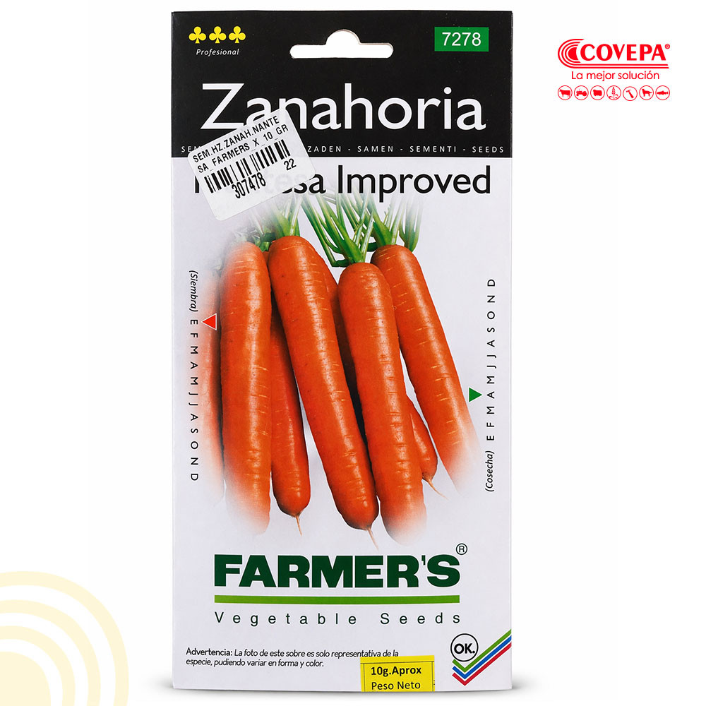 Semilla Hortaliza Zanahoria Nantesa Improved Farmers 10gr