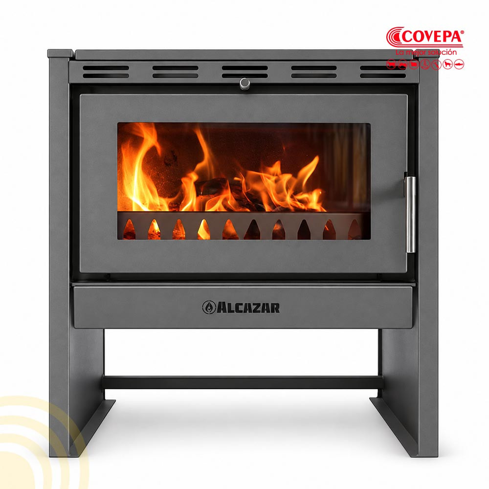 Estufa a Leña Combustión Lenta Alcazar Bavara Gris – 30,5 kW, sobre 250 m²