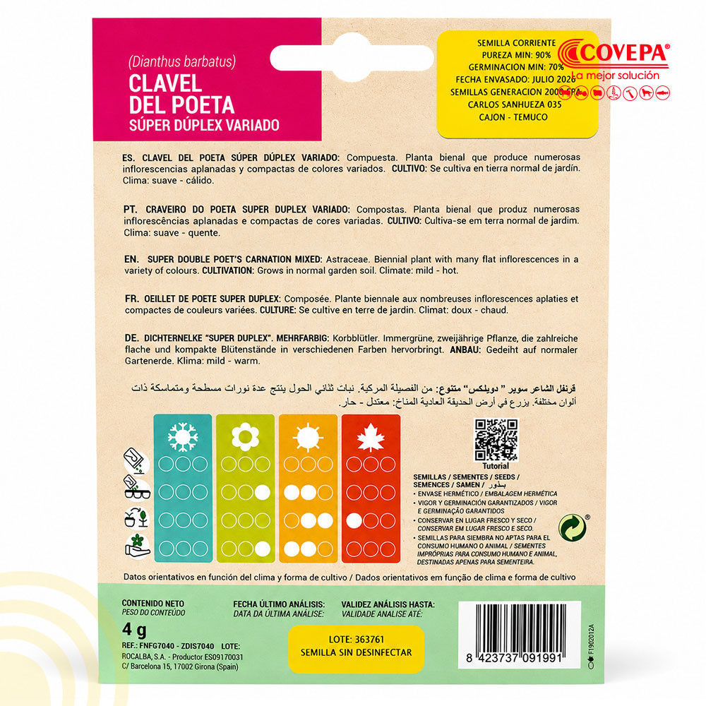 Semilla Flor Clavel del Poeta Súper Dúplex Variado