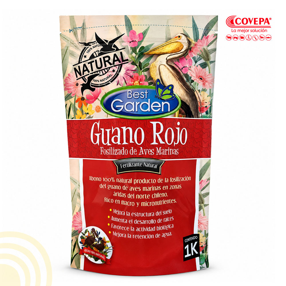 Fertilizante Guano Rojo Orgánico 1kg Best Garden