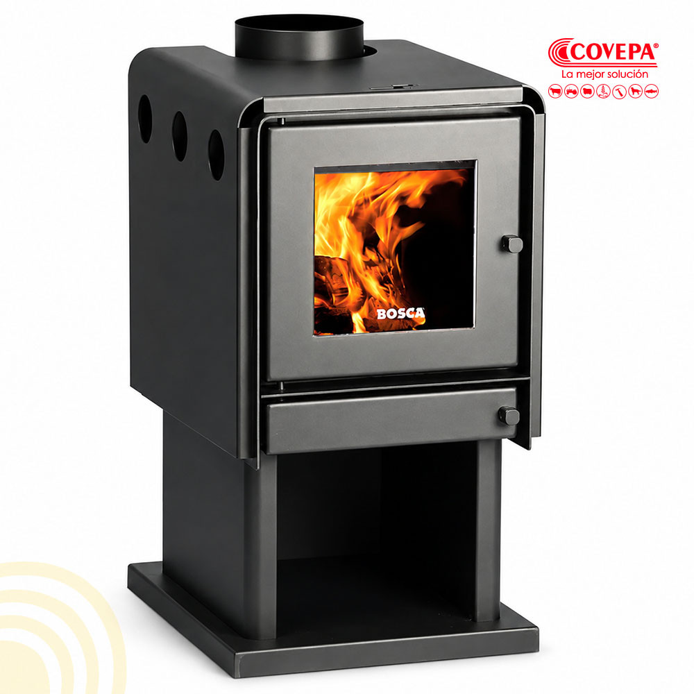 Estufa Leña Combustión Lenta Bosca Limit 380 Negro 10,6kW 180m²