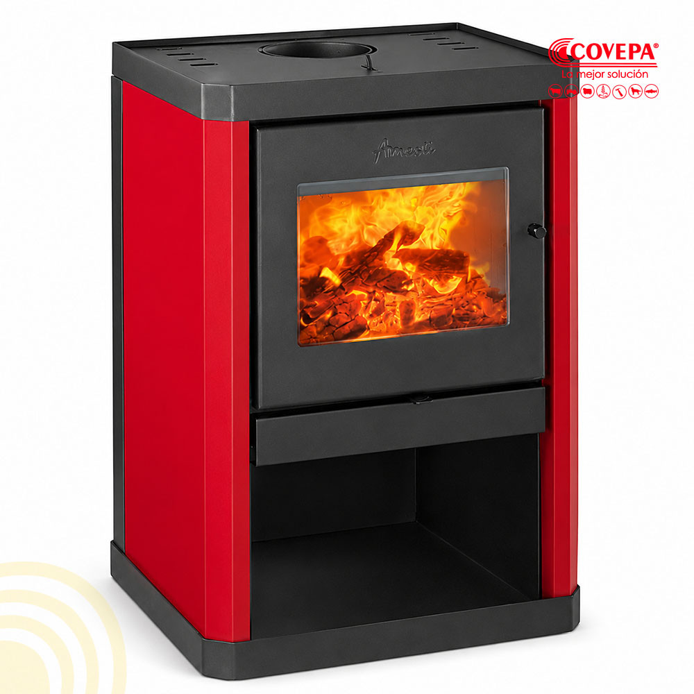 Estufa Leña Classic 400 Roja Amesti 191m²