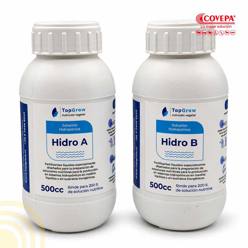 Solución Hidropónica TopGrow Hidro A + B Pack 500 cc