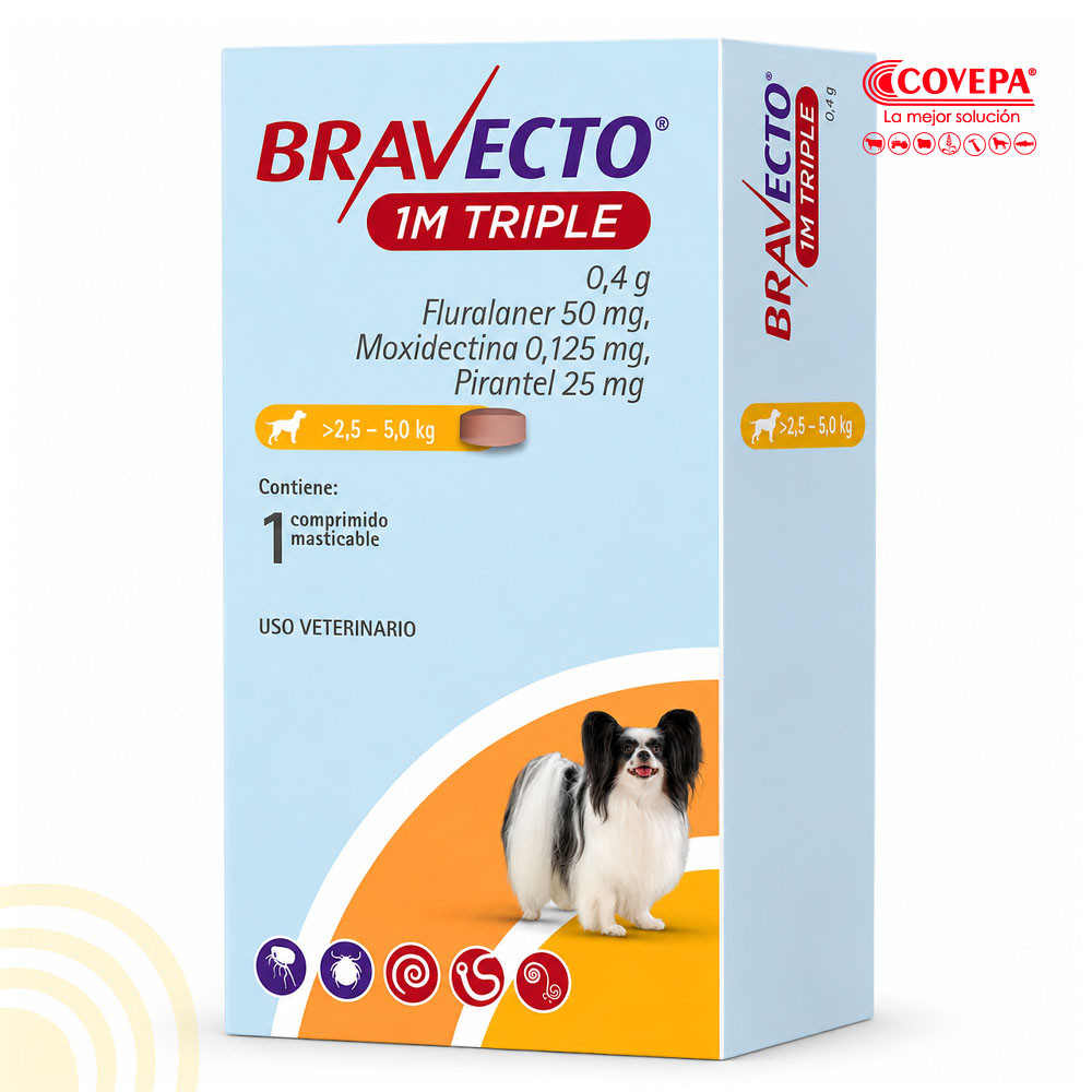 Antiparasitario Perro Bravecto 1M Triple 2,5-5kg