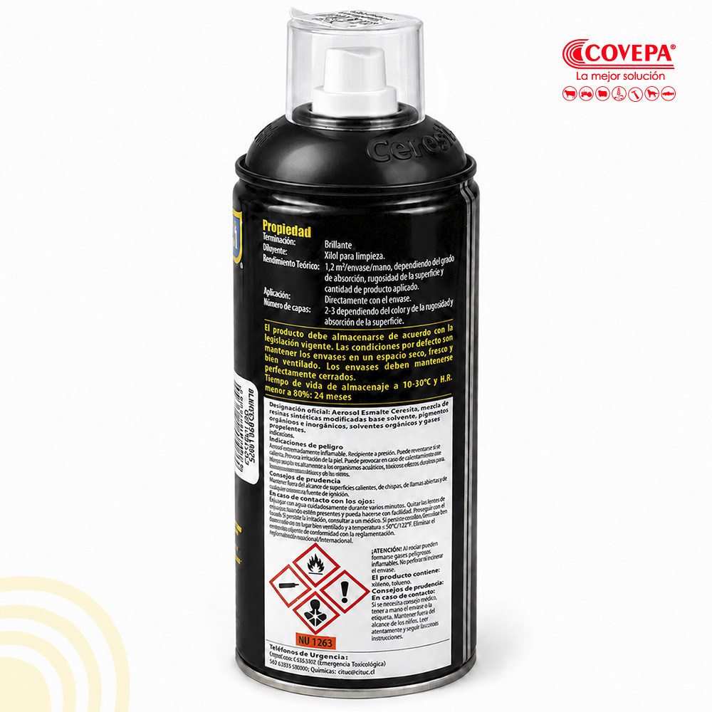 Esmalte en Spray Ceresita 440 cc Negro Brillante