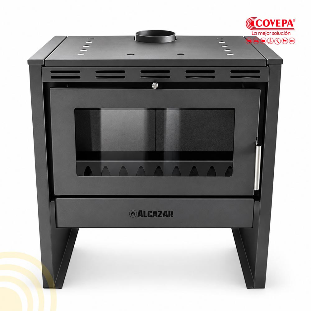 Estufa a Leña Combustión Lenta Alcazar Bavara Gris – 30,5 kW, sobre 250 m²
