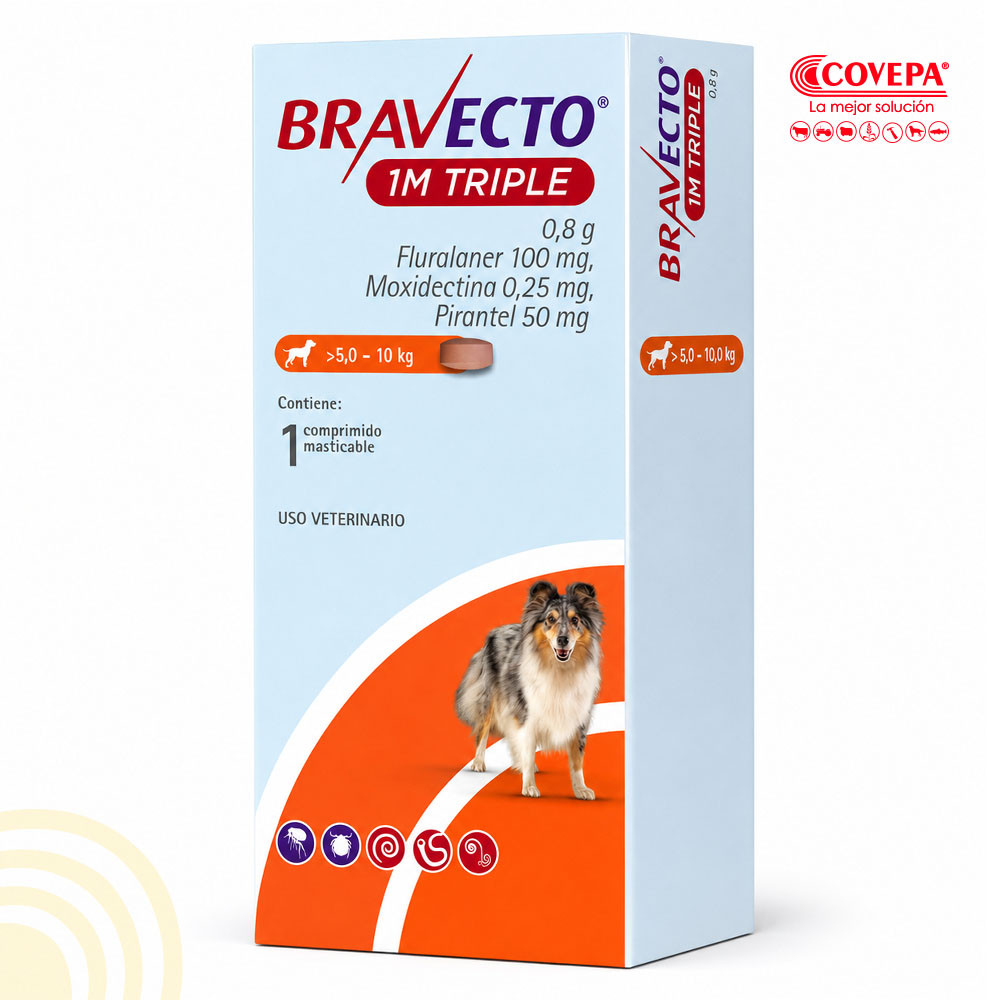 Antiparasitario Perro Bravecto 1M Triple 5-10kg