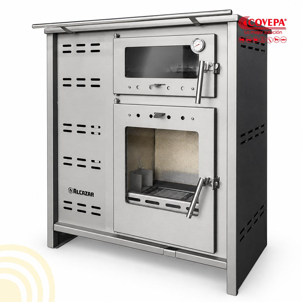 Cocina Policombustible Leña y Pellet Alcazar Puyehue XL – Sin Electricidad, Horno Enlozado