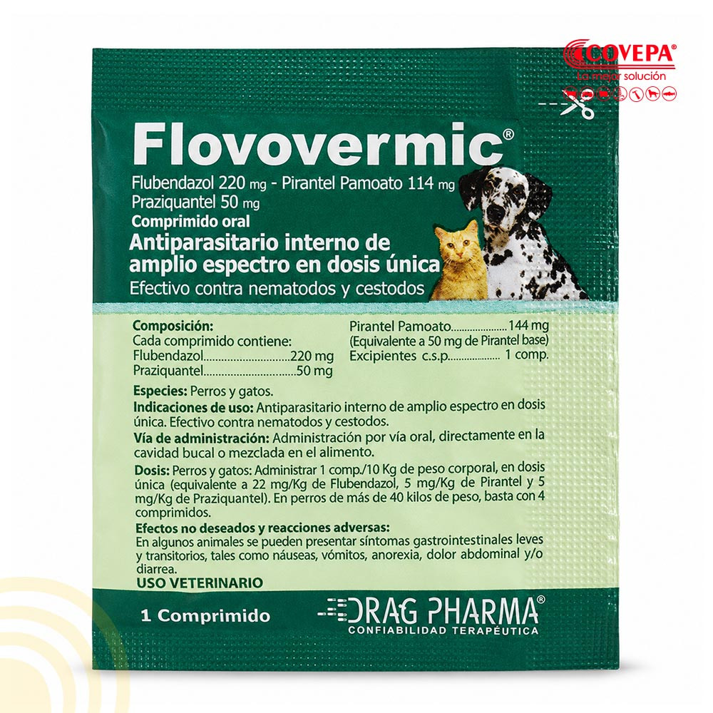 Antiparasitario Flovovermic Hasta 10kg (1 Comp.)
