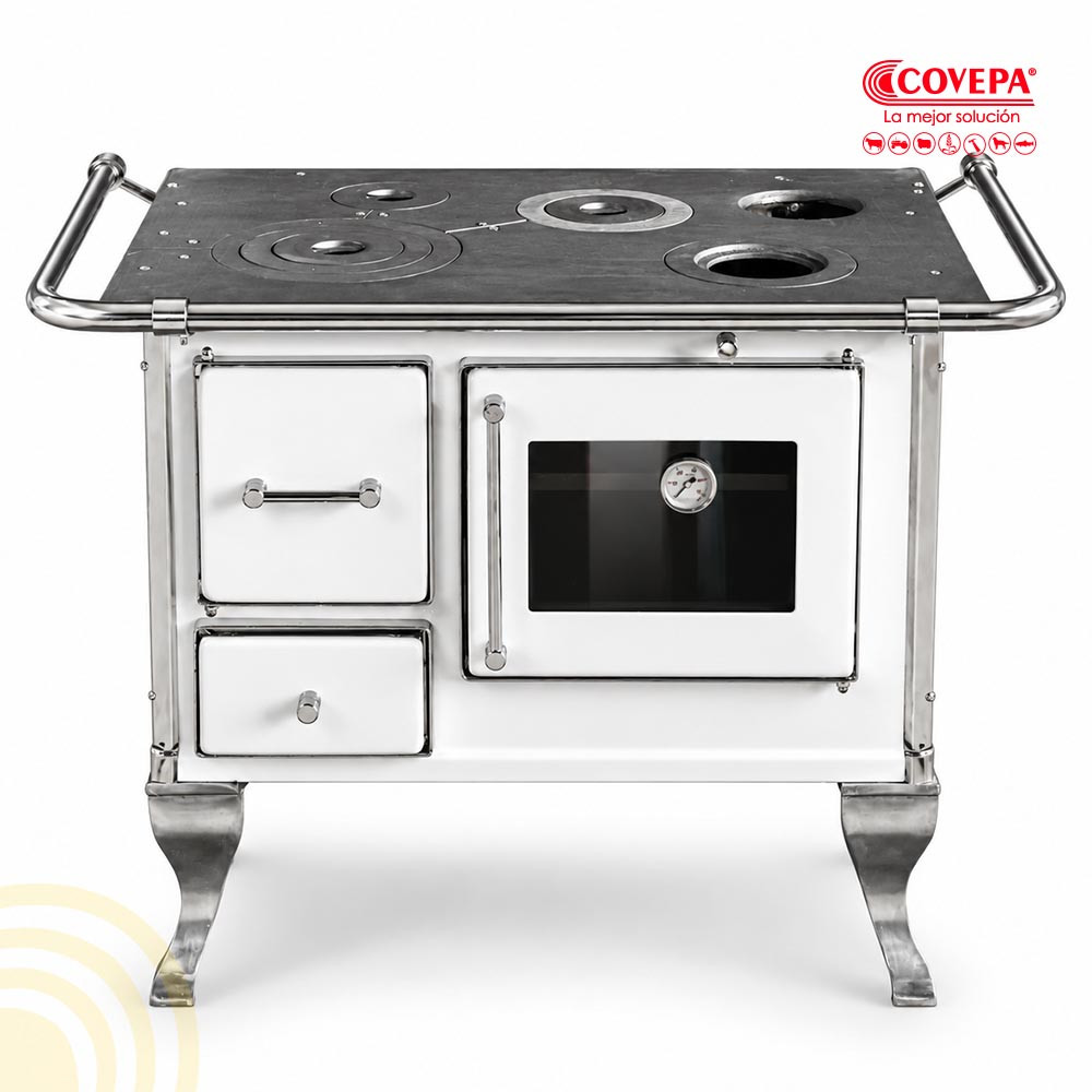 Cocina a Leña Alcazar Villarrica 102×66 cm Blanca