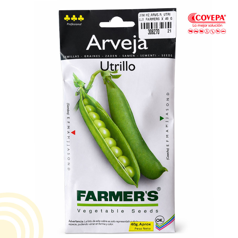 Semilla Hortaliza Arveja Utrillo Farmers 40gr