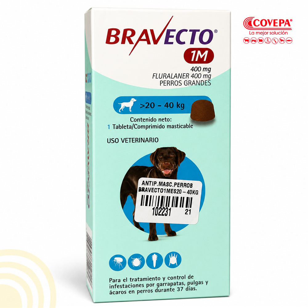 Antiparasitario Bravecto 1 Mes Perro 20-40kg Masticable