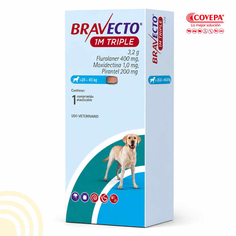 Antiparasitario Perro Bravecto 1M Triple 20-40 kg