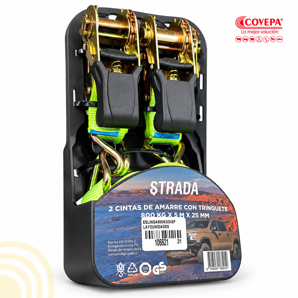 Set 2 Eslingas Cintas de Amarre Strada 800kg