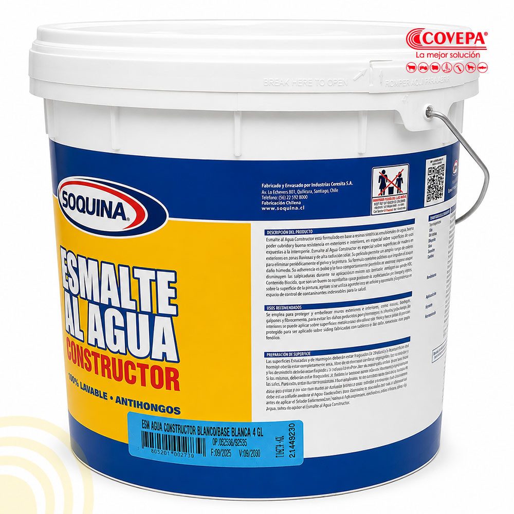 Esmalte al Agua Constructor Soquina Blanco 4 Galones