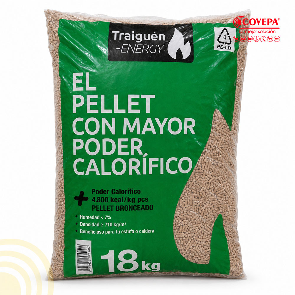 Bolsa Pellet Estufa 18kg 6mm Traiguén Energy