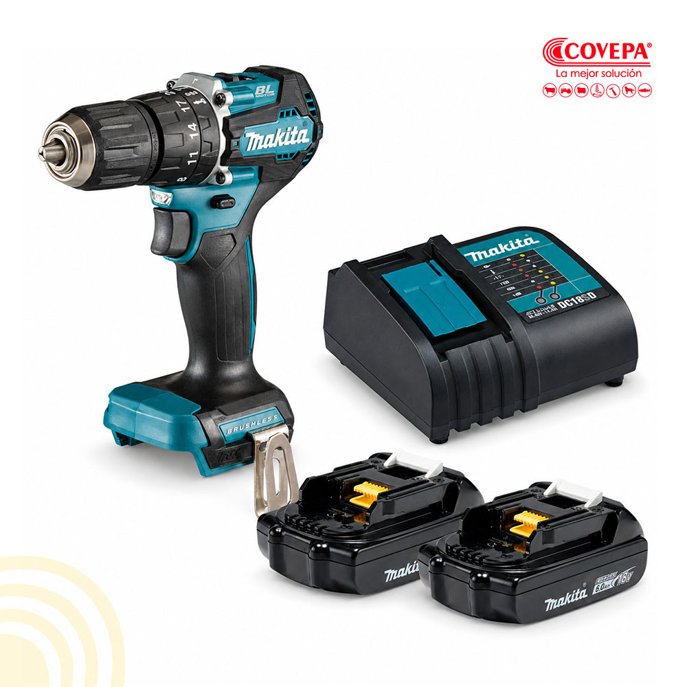Taladro Percutor Inalambrico 18V Makita DHP-487SYX2 2Bat.