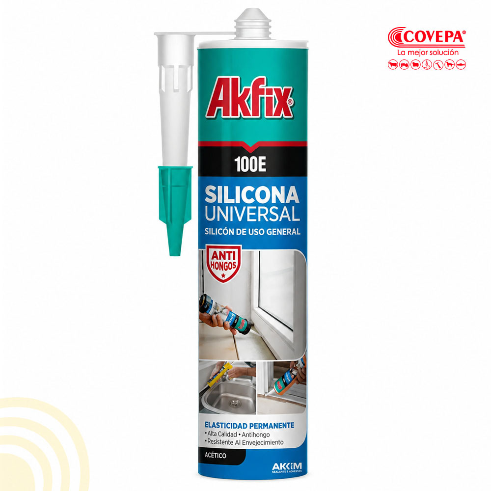 Silicona Akfix 100E Blanca con Fungicida 300 ml