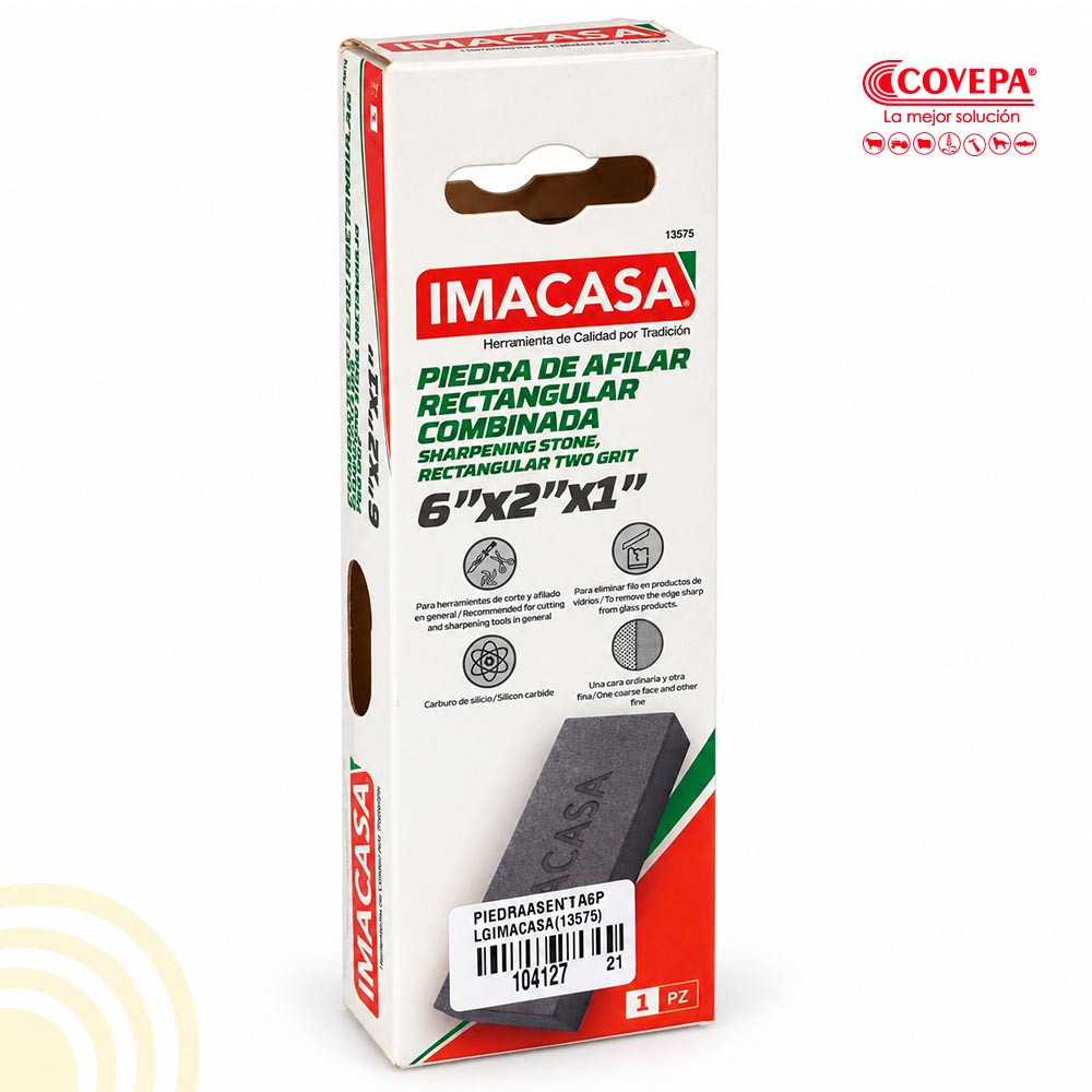 Piedra de Afilar Rectangular Combinada 6 pulgadas Imacasa