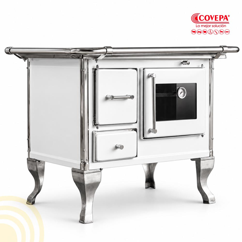 Cocina a Leña Alcazar Villarrica 102×66 cm Blanca