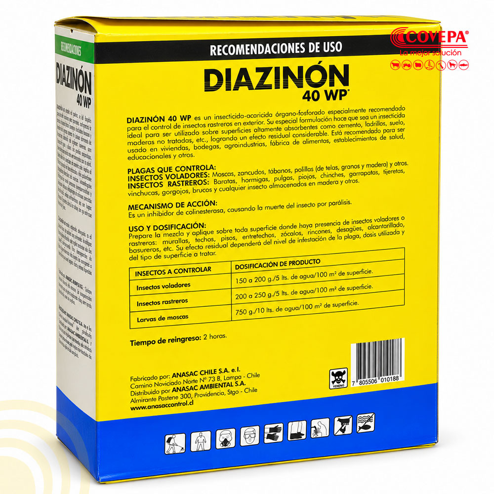 Insecticida para Hormigas Diazinón 40 WP Anasac 500g