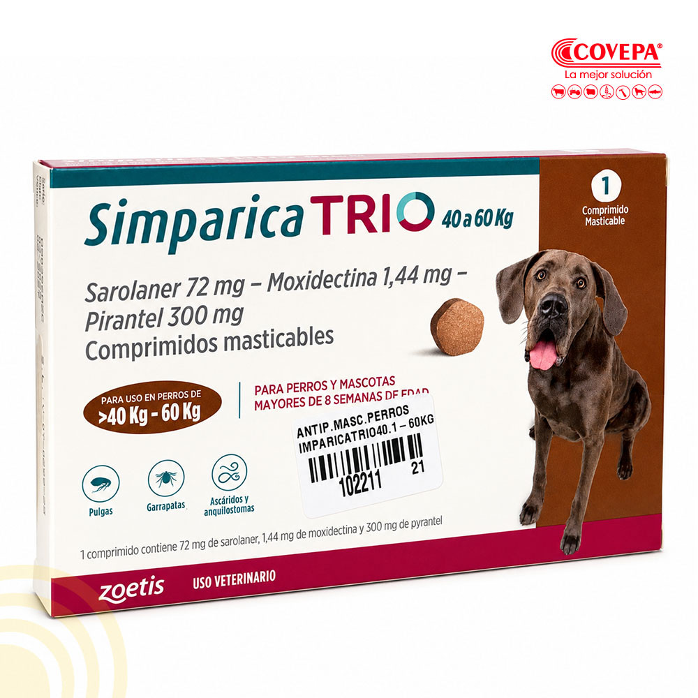 Antiparasitario Simparica Trio Perro 40-60kg Masticable